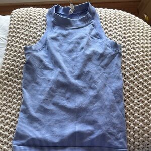 Athleta Periwinkle Ribbed High-Neck Tank